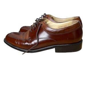 Florsheim Oxford Dress Shoes Mens 11 D Brown Good Leather Split Toe 18148-03